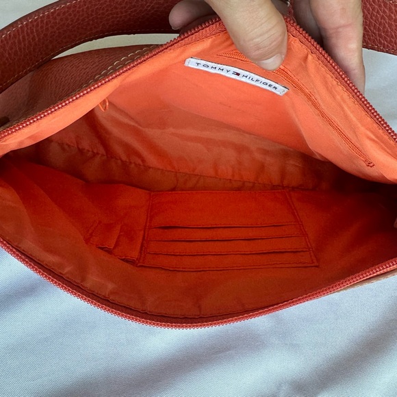 Tommy Hilfiger Leather Orange Shoulder Bag 12”x6” - Picture 10 of 13
